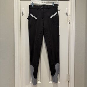 HR Farm Horse Riding Pants Women Size 26 Equestrian Grey Black Metallic Stretch